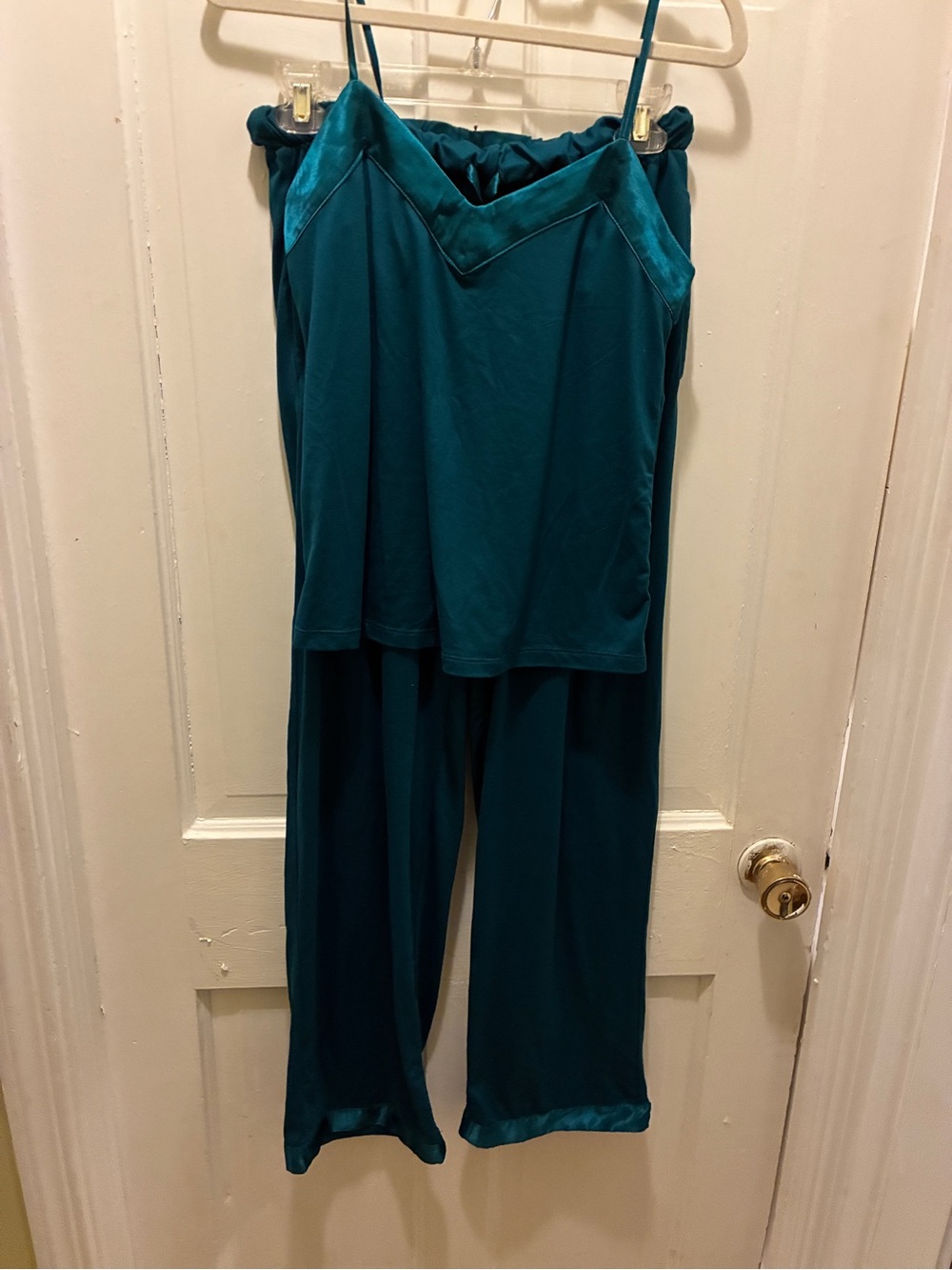 Ambrielle Teal Satin-Trim Camisole & Pant Set